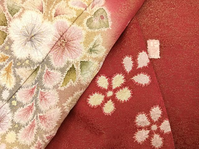 平和屋着物●豪華振袖 作家物 絞り 草花文 金彩 金通し地 正絹 逸品 AABF4465ph