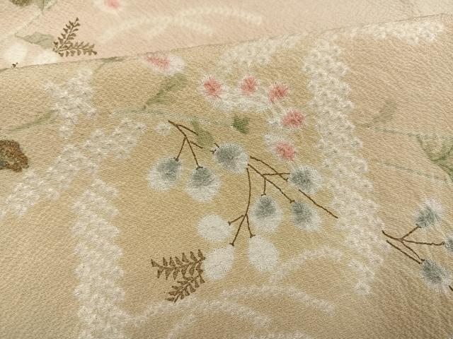 平和屋着物●十日町 名門 滝泰謹製 訪問着 絞り 草花文 暈し染め 金彩 正絹 逸品 AABF4466ph