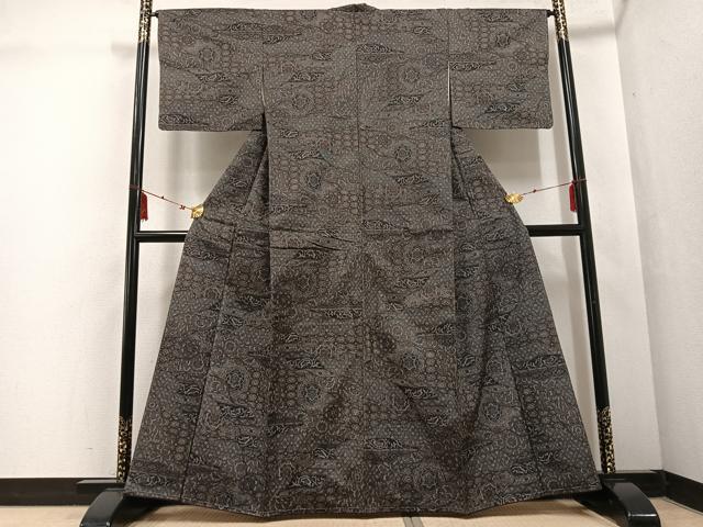 平和屋着物●上質な紬 花尽くし 正絹 逸品 未使用 AABF4469ph