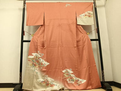 平和屋着物●訪問着 橘亀甲文 暈し染め 金彩 三越扱い 正絹 逸品 AABF4471ph