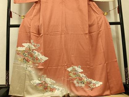 平和屋着物●訪問着 橘亀甲文 暈し染め 金彩 三越扱い 正絹 逸品 AABF4471ph