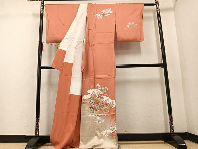平和屋着物●訪問着 橘亀甲文 暈し染め 金彩 三越扱い 正絹 逸品 AABF4471ph