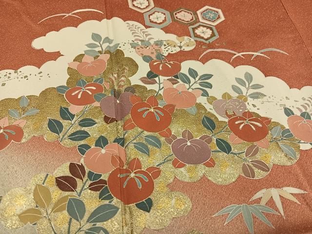 平和屋着物●訪問着 橘亀甲文 暈し染め 金彩 三越扱い 正絹 逸品 AABF4471ph