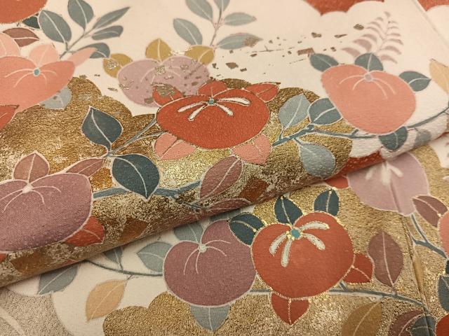 平和屋着物●訪問着 橘亀甲文 暈し染め 金彩 三越扱い 正絹 逸品 AABF4471ph