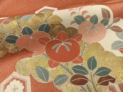 平和屋着物●訪問着 橘亀甲文 暈し染め 金彩 三越扱い 正絹 逸品 AABF4471ph