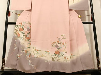 平和屋着物●訪問着 草花文 暈し染め 金彩 正絹 逸品 AABF4472ph