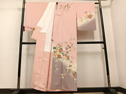 平和屋着物●訪問着 草花文 暈し染め 金彩 正絹 逸品 AABF4472ph