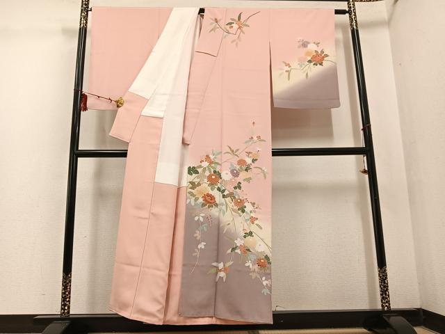 平和屋着物●訪問着 草花文 暈し染め 金彩 正絹 逸品 AABF4472ph
