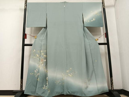平和屋着物●訪問着 作家物 童子花文 暈し染め ますいわ屋扱い 正絹 逸品 AABF4473ph