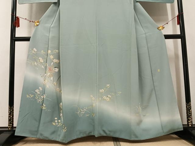 平和屋着物●訪問着 作家物 童子花文 暈し染め ますいわ屋扱い 正絹 逸品 AABF4473ph