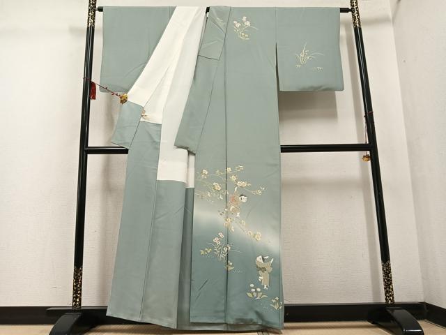 平和屋着物●訪問着 作家物 童子花文 暈し染め ますいわ屋扱い 正絹 逸品 AABF4473ph