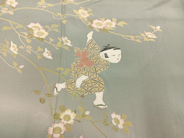 平和屋着物●訪問着 作家物 童子花文 暈し染め ますいわ屋扱い 正絹 逸品 AABF4473ph