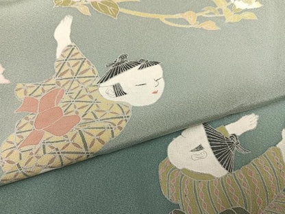 平和屋着物●訪問着 作家物 童子花文 暈し染め ますいわ屋扱い 正絹 逸品 AABF4473ph