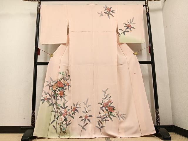 平和屋着物●訪問着 友禅 作家物 枝花文 正絹 逸品 AABF4475ph