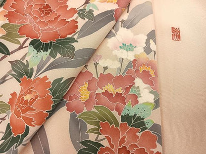 平和屋着物●訪問着 友禅 作家物 枝花文 正絹 逸品 AABF4475ph