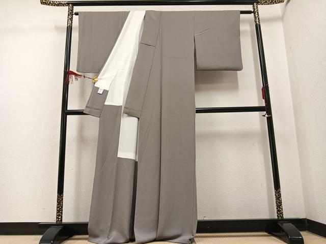 平和屋着物●上質な色無地 利休白茶色 正絹 逸品 AABF4478ph