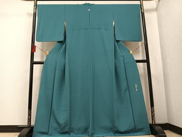 平和屋着物●本草木染作家 瑞鳳 色無地 青碧色 正絹 逸品 AABF4480ph