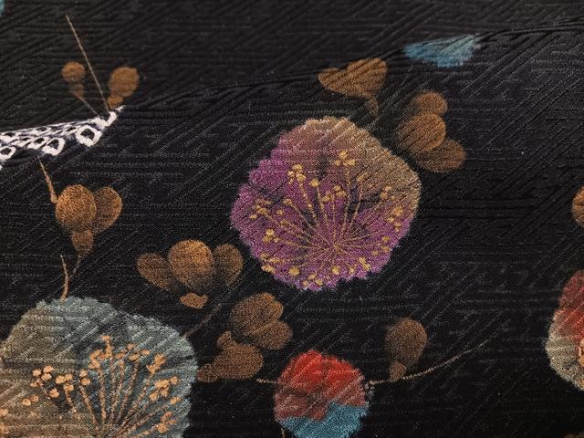 平和屋着物●訪問着 絞り 枝梅 黒地 金彩 正絹 逸品 AABF4481ph
