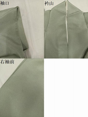 平和屋着物●訪問着 竹屋町刺繍 舞葉文 金糸 鬼しぼ縮緬 正絹 逸品 AABF4483ph