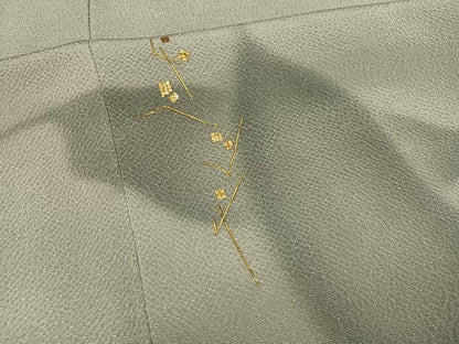 平和屋着物●訪問着 竹屋町刺繍 舞葉文 金糸 鬼しぼ縮緬 正絹 逸品 AABF4483ph