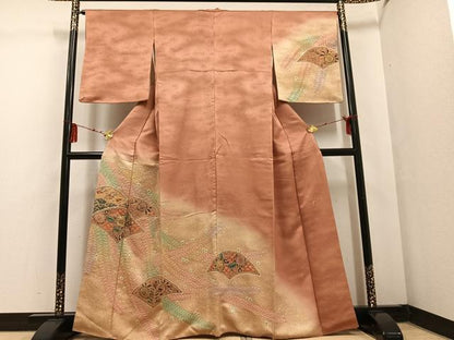 平和屋着物●訪問着 作家物 辻が花 絞り 暈し染め 金通し地 正絹 逸品 AABF4486ph