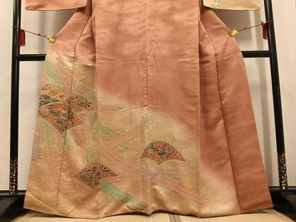 平和屋着物●訪問着 作家物 辻が花 絞り 暈し染め 金通し地 正絹 逸品 AABF4486ph