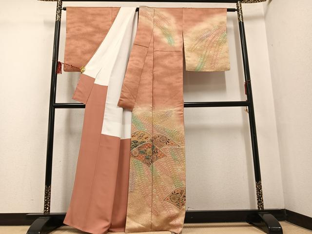 平和屋着物●訪問着 作家物 辻が花 絞り 暈し染め 金通し地 正絹 逸品 AABF4486ph