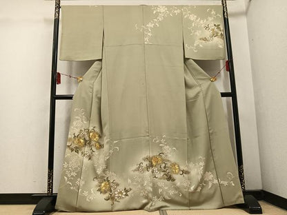 平和屋着物●訪問着 駒刺繍 八幡縁起 更紗唐草文 暈し染め 金彩 正絹 逸品 AABF4487ph