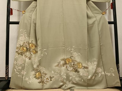 平和屋着物●訪問着 駒刺繍 八幡縁起 更紗唐草文 暈し染め 金彩 正絹 逸品 AABF4487ph