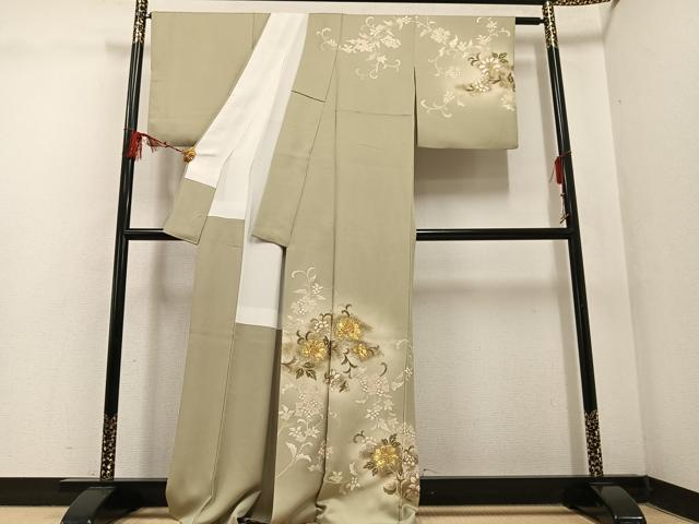 平和屋着物●訪問着 駒刺繍 八幡縁起 更紗唐草文 暈し染め 金彩 正絹 逸品 AABF4487ph