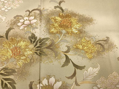 平和屋着物●訪問着 駒刺繍 八幡縁起 更紗唐草文 暈し染め 金彩 正絹 逸品 AABF4487ph