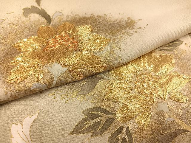 平和屋着物●訪問着 駒刺繍 八幡縁起 更紗唐草文 暈し染め 金彩 正絹 逸品 AABF4487ph