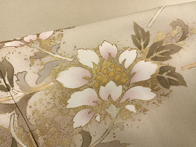 平和屋着物●訪問着 駒刺繍 八幡縁起 更紗唐草文 暈し染め 金彩 正絹 逸品 AABF4487ph