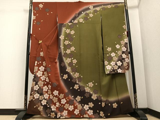 平和屋着物●豪華振袖 舞桜文 正絹 逸品 AABF4489ph