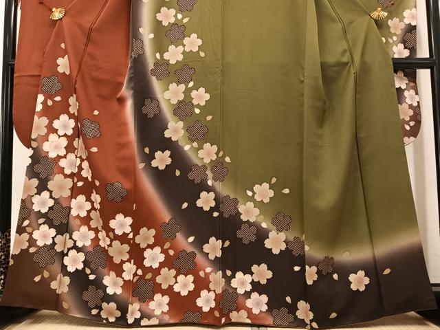 平和屋着物●豪華振袖 舞桜文 正絹 逸品 AABF4489ph