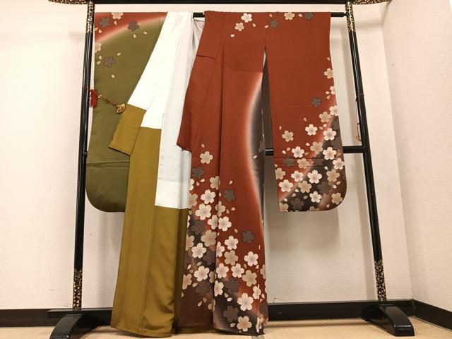 平和屋着物●豪華振袖 舞桜文 正絹 逸品 AABF4489ph
