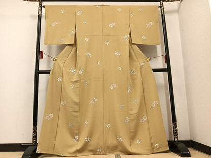 平和屋着物●上質な小紋 草花文 金彩 正絹 逸品 AABF4491ph