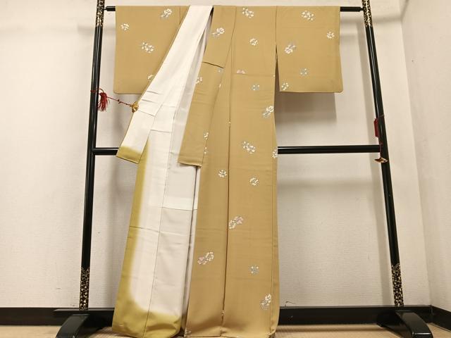 平和屋着物●上質な小紋 草花文 金彩 正絹 逸品 AABF4491ph