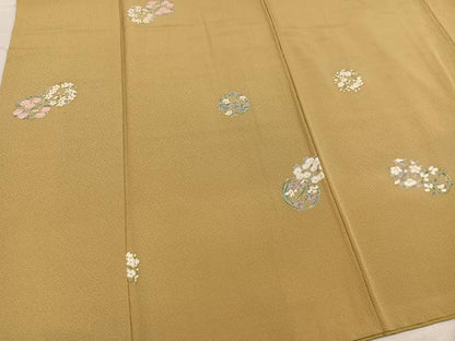 平和屋着物●上質な小紋 草花文 金彩 正絹 逸品 AABF4491ph