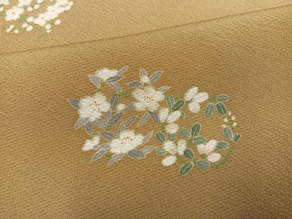 平和屋着物●上質な小紋 草花文 金彩 正絹 逸品 AABF4491ph