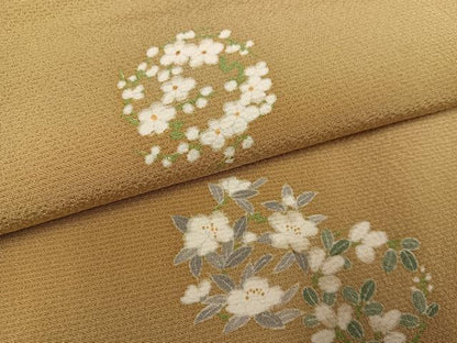 平和屋着物●上質な小紋 草花文 金彩 正絹 逸品 AABF4491ph