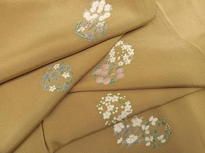 平和屋着物●上質な小紋 草花文 金彩 正絹 逸品 AABF4491ph