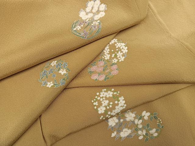 平和屋着物●上質な小紋 草花文 金彩 正絹 逸品 AABF4491ph