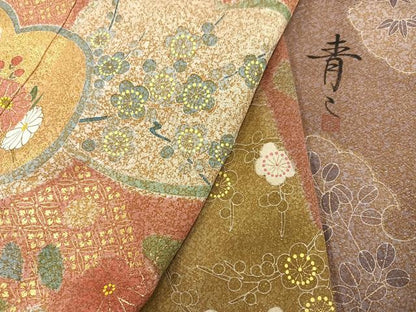 平和屋着物●京友禅の第一人者 松井青々 訪問着 駒刺繍 雪輪草花文 金彩 金通し地 正絹 逸品 AABF4494ph