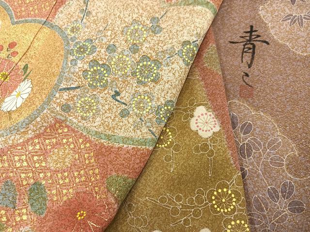 平和屋着物●京友禅の第一人者 松井青々 訪問着 駒刺繍 雪輪草花文 金彩 金通し地 正絹 逸品 AABF4494ph