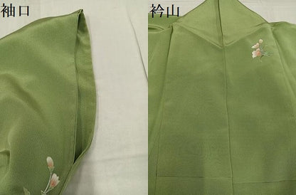 平和屋着物●訪問着 草花文 暈し染め 銀彩 正絹 逸品 AABF4495ph