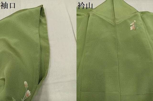平和屋着物●訪問着 草花文 暈し染め 銀彩 正絹 逸品 AABF4495ph