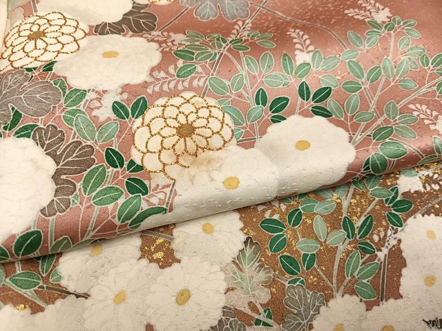 平和屋着物●訪問着 作家物 輝雄 駒刺繍 草花文 金彩 暈し染め 正絹 逸品 AABF4496ph