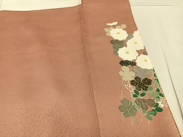 平和屋着物●訪問着 作家物 輝雄 駒刺繍 草花文 金彩 暈し染め 正絹 逸品 AABF4496ph