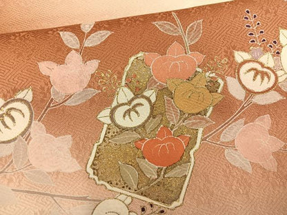 平和屋着物●訪問着 破れ色紙草花文 暈し染め 金彩 正絹 逸品 AABF4497ph